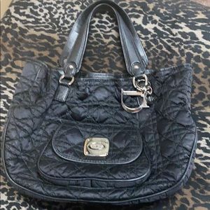 Christian Dior blk satchel with silver hardware